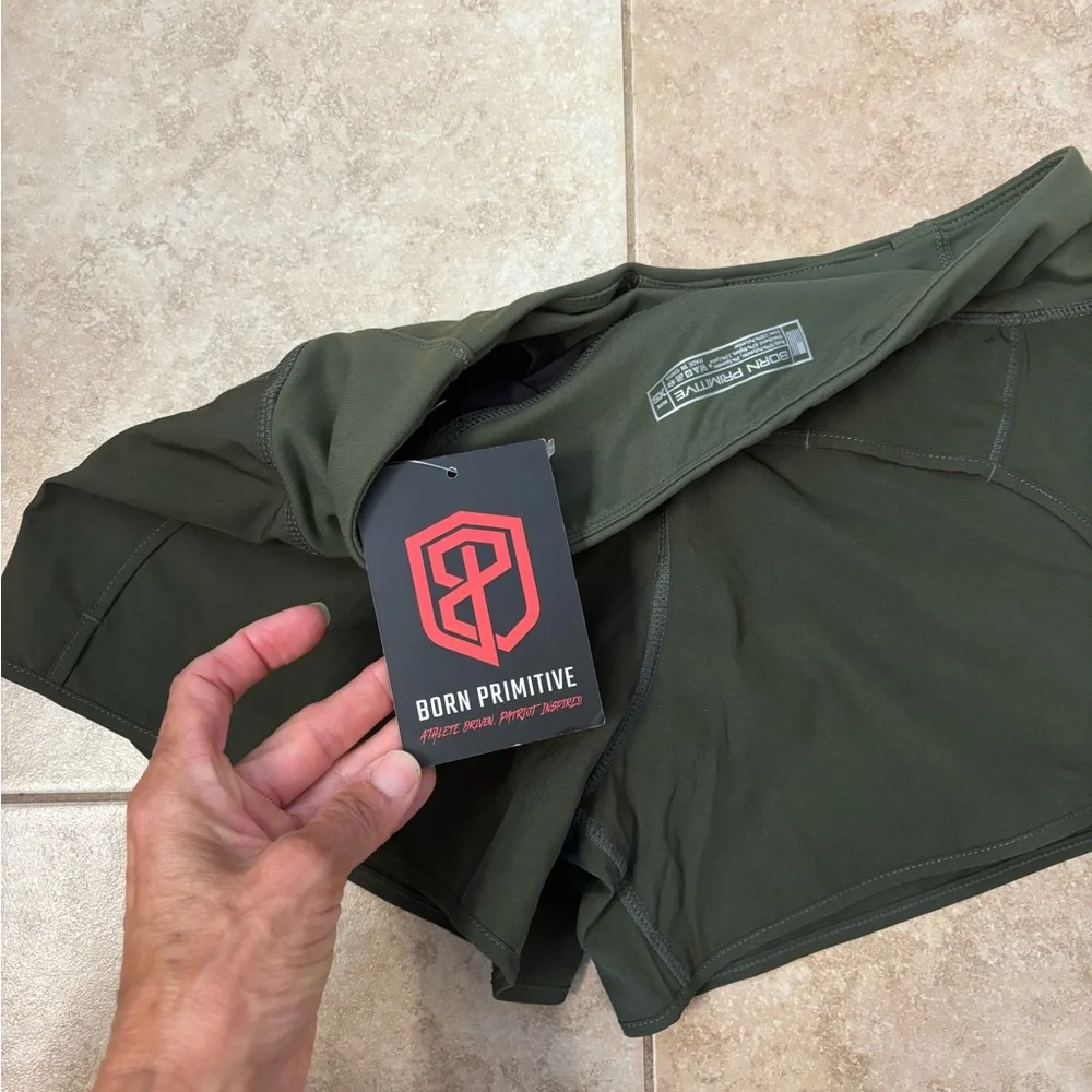Women's Born Primitive NEW Green Athletic Shorts - Picture 5 of 5